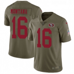 Youth Nike San Francisco 49ers 16 Joe Montana Limited Olive 2017 Salute to Service NFL Jersey