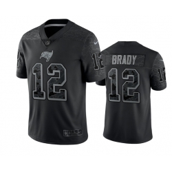 Men Tampa Bay Buccaneers 12 Tom Brady Black Reflective Limited Stitched Jersey