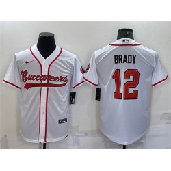 Men Tampa Bay Buccaneers 12 Tom Brady White Cool Base Stitched Baseball Jersey