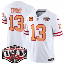 Men Tampa Bay Buccaneers 13 Mike Evans White F U S E  2024 NFC South Champions With 4 Star C Patch Limited Stitched Jersey