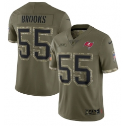 Men Tampa Bay Buccaneers 55 Derrick Brooks Olive 2022 Salute To Service Limited Stitched Jersey