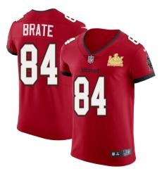 Men Tampa Bay Buccaneers 84 Cameron Brate Men Super Bowl LV Champions Patch Nike Red Vapor Elite Jersey