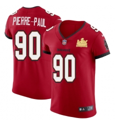 Men Tampa Bay Buccaneers 90 Jason Pierre Paul Men Super Bowl LV Champions Patch Nike Red Vapor Elite Jersey