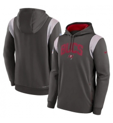 Men Tampa Bay Buccaneers Pewter Sideline Stack Performance Pullover Hoodie 002