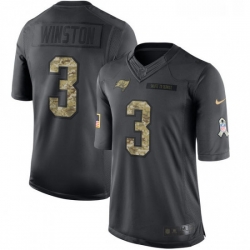 Mens Nike Tampa Bay Buccaneers 3 Jameis Winston Limited Black 2016 Salute to Service NFL Jersey