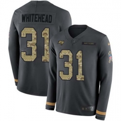 Nike Buccaneers 31 Jordan Whitehead Anthracite Salute to Service Men Stitched NFL Limited Therma Long Sleeve Jersey