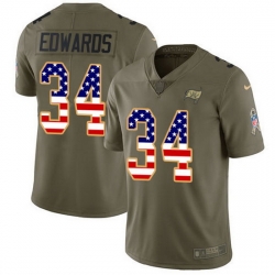 Nike Buccaneers 34 Mike Edwards Olive USA Flag Men Stitched NFL Limited 2017 Salute To Service Jersey