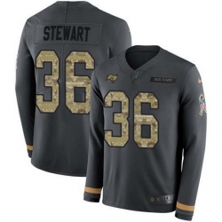 Nike Buccaneers 36 M J  Stewart Anthracite Salute to Service Men Stitched NFL Limited Therma Long Sleeve Jersey