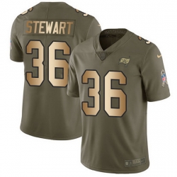 Nike Buccaneers 36 M J  Stewart Olive Gold Men Stitched NFL Limited 2017 Salute To Service Jersey