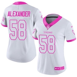 Nike Buccaneers #58 Kwon Alexander White Pink Womens Stitched NFL Limited Rush Fashion Jersey