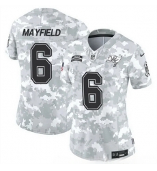 Women Tampa Bay Buccaneers 6 Baker Mayfield 2024 F U S E Arctic Camo Salute To Service Limited Stitched Football Jersey