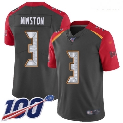 Buccaneers #3 Jameis Winston Gray Youth Stitched Football Limited Inverted Legend 100th Season Jersey