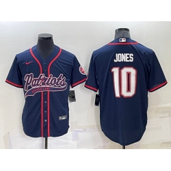 Men New England Patriots 10 Mac Jones Navy Cool Base Stitched Baseball Jersey