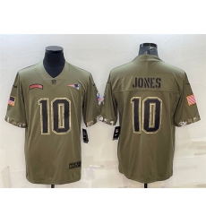 Men New England Patriots 10 Mac Jones Olive 2022 Salute To Service Limited Stitched Jersey