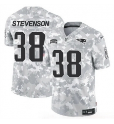 Men New England Patriots 38 Rhamondre Stevenson 2024 F U S E Arctic Camo Salute To Service Limited Stitched Jersey