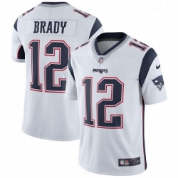 Mens Nike New England Patriots 12 Tom Brady White Vapor Untouchable Limited Player NFL Jersey