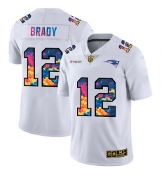 New England Patriots 12 Tom Brady Men White Nike Multi Color 2020 NFL Crucial Catch Limited NFL Jersey