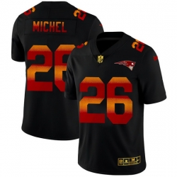 New England Patriots 26 Sony Michel Men Black Nike Red Orange Stripe Vapor Limited NFL Jersey