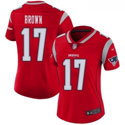 Patriots #17 Antonio Brown Red Women Stitched Football Limited Inverted Legend Jersey