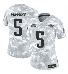 Women New England Patriots 5 Jabrill Peppers 2024 F U S E Arctic Camo Salute To Service Limited Stitched Jersey