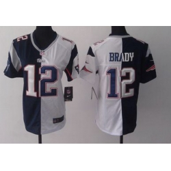 Women New England Patriots Tom Brady White Blue Split Limited Jersey