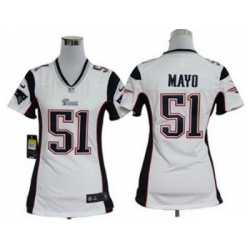 Women Nike NFL New England Patriots 51# Jerod Mayo White Jersey