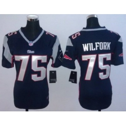 Women Nike New England Patriots 75 Vince Wilfork Blue NFL Jerseys