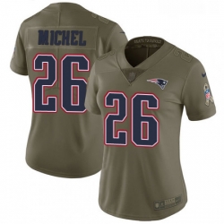 Womens Nike New England Patriots 26 Sony Michel Limited Olive Camo 2017 Salute to Service NFL Jersey