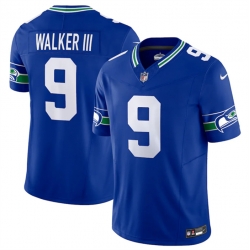 Men Seattle Seahawks 9 Kenneth Walker III Royal 2023 F U S E  Vapor Limited Throwback Stitched Jersey