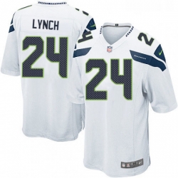 Mens Nike Seattle Seahawks 24 Marshawn Lynch Game White NFL Jersey