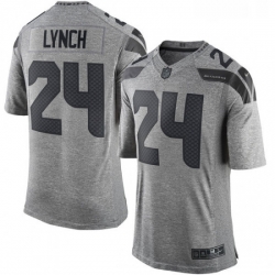 Mens Nike Seattle Seahawks 24 Marshawn Lynch Limited Gray Gridiron NFL Jersey