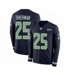 Mens Nike Seattle Seahawks 25 Richard Sherman Limited Navy Blue Therma Long Sleeve NFL Jersey