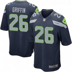 Mens Nike Seattle Seahawks 26 Shaquill Griffin Game Steel Blue Team Color NFL Jersey