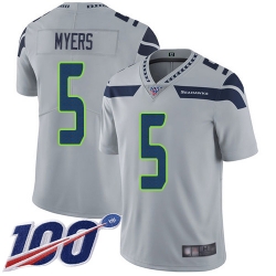 Mens Seahawks 5 Jason Myers Gray Vapor Untouchable Limited 100th Season