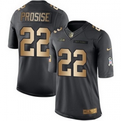 Nike Seahawks #22 C J Prosise Black Mens Stitched NFL Limited Gold Salute To Service Jersey