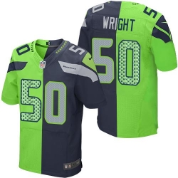 Nike Seahawks #50 K J  Wright Steel Blue Green Mens Stitched NFL Elite Split Jersey