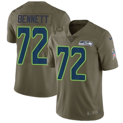 Nike Seahawks #72 Michael Bennett Olive Mens Stitched NFL Limited 2017 Salute to Service Jersey