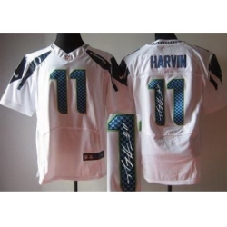 Nike Seattle Seahawks 11 Percy Harvin White Elite Signed NFL Jersey