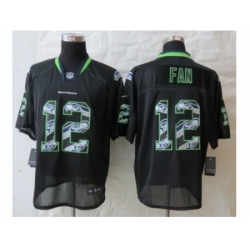 Nike Seattle Seahawks 12 Fan Black Elite Lights Out Fashion NFL Jersey