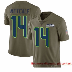 Seahawks 14 D K  Metcalf Olive Men Stitched Football Limited 2017 Salute To Service Jersey