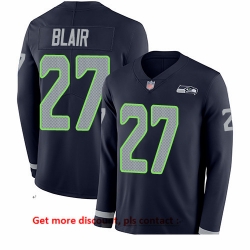 Seahawks 27 Marquise Blair Steel Blue Team Color Men Stitched Football Limited Therma Long Sleeve Jersey