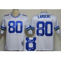 Seattle Seahawks 80 Steve Largent White Throwback M&N Signed NFL Jerseys