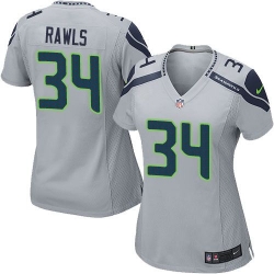 Nike Seahawks #34 Thomas Rawls Grey Alternate Womens Stitched NFL Elite Jersey