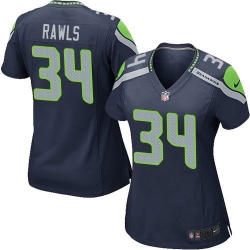 Nike Seahawks #34 Thomas Rawls Steel Blue Team Color Womens Stitched NFL Elite Jersey