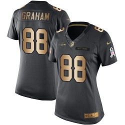 Nike Seahawks #88 Jimmy Graham Black Womens Stitched NFL Limited Gold Salute to Service Jersey