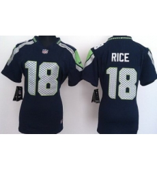 Women Nike Seattle Seahawks 18# Sidney Rice Blue Nike NFL Jerseys