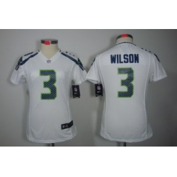 Women Nike Seattle Seahawks #3 Wilson White Color NFL LIMITED Jerseys