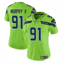 Women Seattle Seahawks 91 Byron Murphy II 2024 Draft Green Vapor Limited Stitched Football Jersey