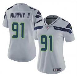 Women Seattle Seahawks 91 Byron Murphy II 2024 Draft Grey Vapor Limited Stitched Football Jersey