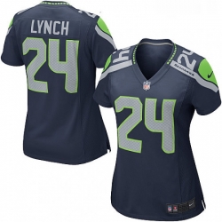 Womens Nike Seattle Seahawks 24 Marshawn Lynch Game Steel Blue Team Color NFL Jersey